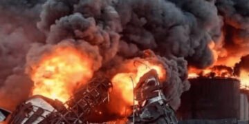 Ukrainian Drone Strike Triggers Massive Fire at Warehouses Near Saint Petersburg