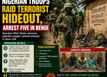 Nigerian Troops Raid Terrorist Hideout, Arrest Five in Benue