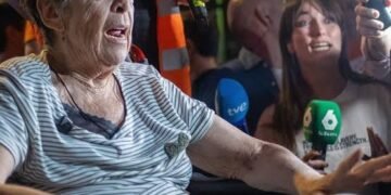 Protesters in Madrid following eviction of 87-year-old woman