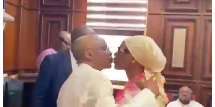 El-Rufai Kisses Wife as Wiretapping Trial Continues in Abuja