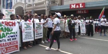 Hundreds of protesters march against undocumented immigration in Durban, South Africa