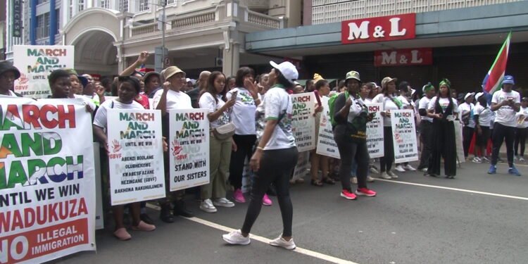 Hundreds of protesters march against undocumented immigration in Durban, South Africa